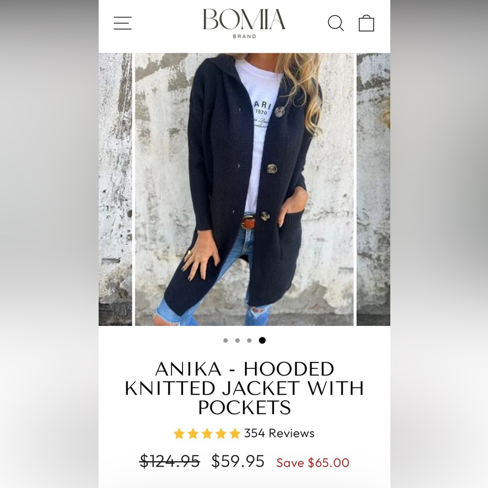 ANIKA Black Buttoned Cardigan with Hood